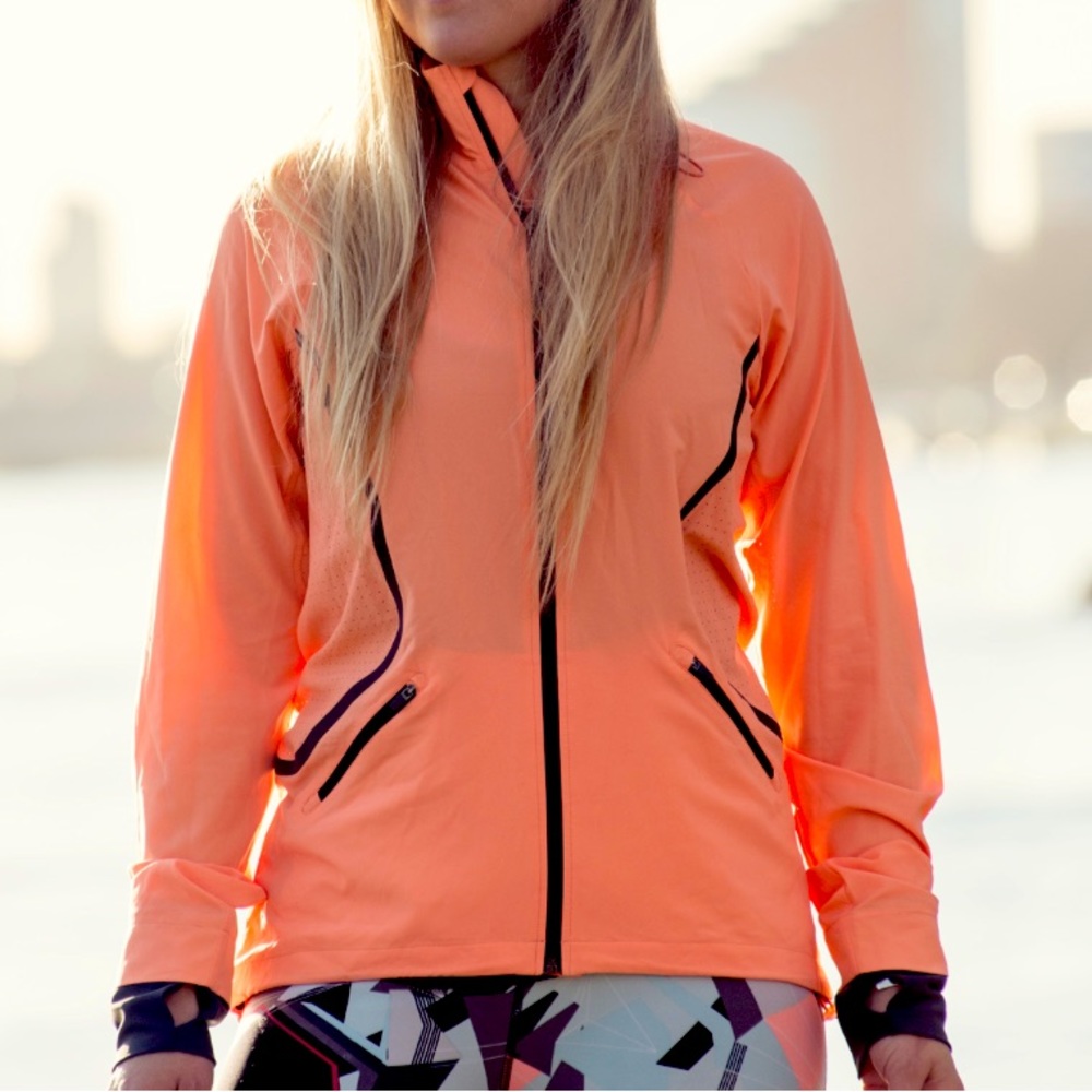 Sweaty Betty Orange Lightweight Full Zip Hooded Jacket | M